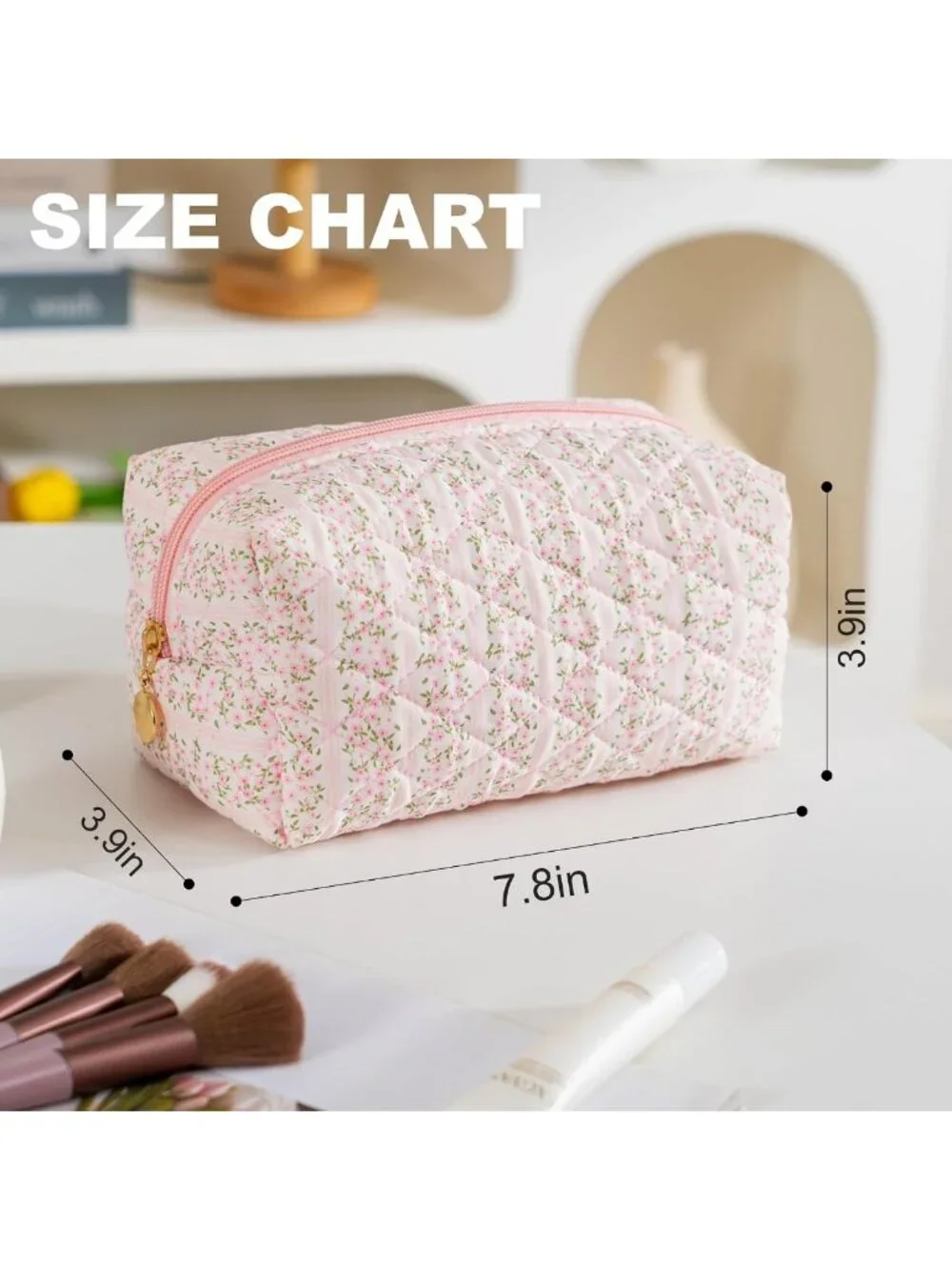 4PCS Aesthetic Makeup Bag Set - Quilted Travel Toiletry & Cosmetic Organizer